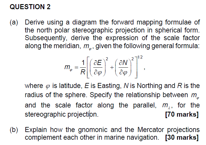 QUESTION 2 (a) Derive using a diagram the forward mapping formulae