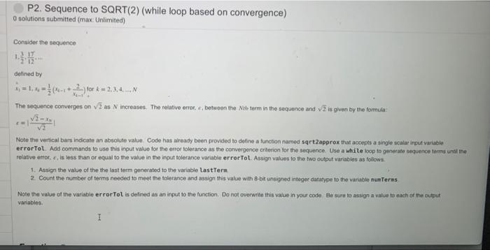 MatLab Help, for loops matlab help. for loop based on convergence. P2.