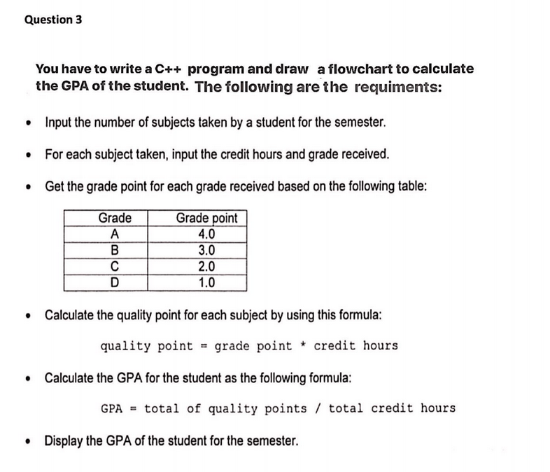 Question 3 You have to write a C++ program and draw