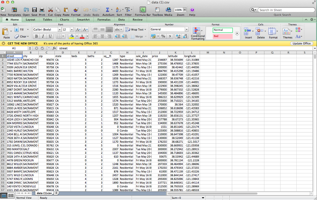 Writing a Function in Python USING A FILE with the house data