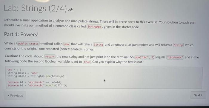 class into an individual String object. But we'll look into that in