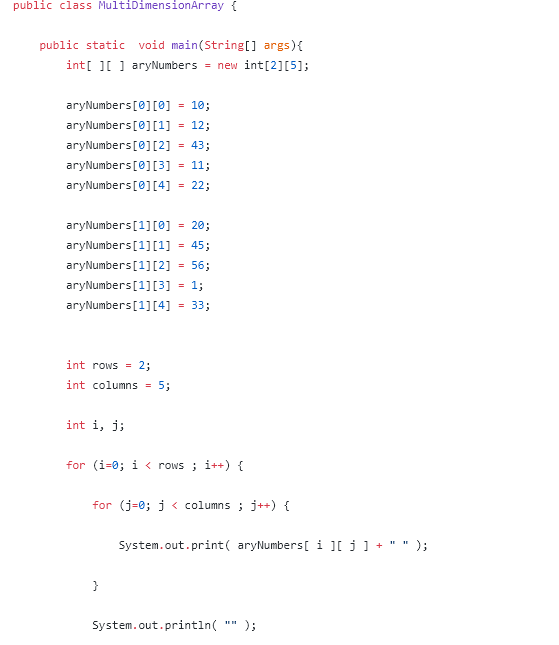  public class MultiDimensionArray public static void main(String] args) intl 1t 1