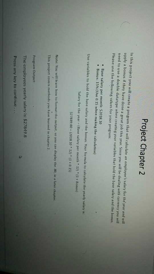  program c++ Project Chapter 2 In this project you will create