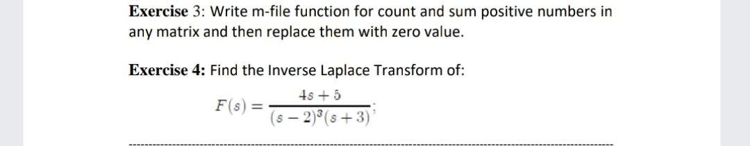 Please, solve it with matlab Exercise 3: Write m-file function for count