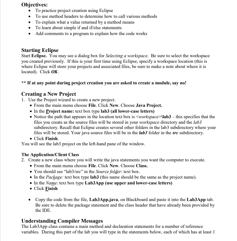 Lab #3 - Writing Statements: the String class Use this code to