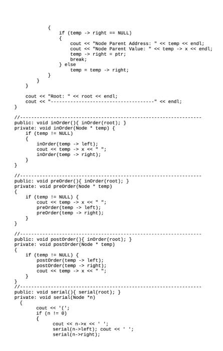 Node.left; Node. right; Node(){left = NULL; right = NULL;} Node(int d, Node