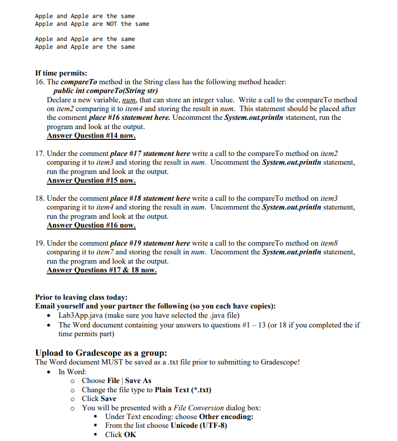 { String item1 = new String(" water "); String item2 = new