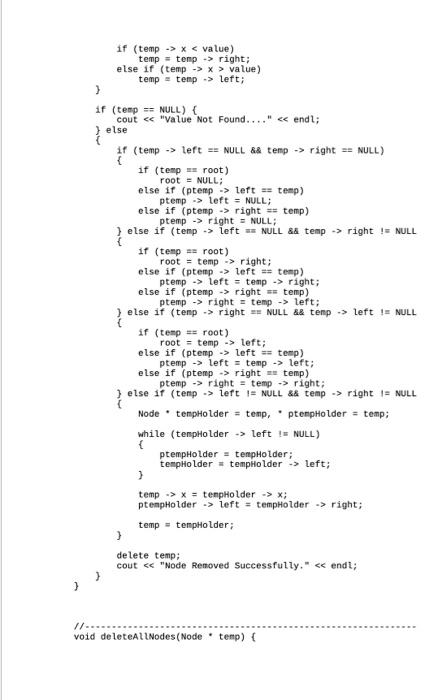 root; public: Tree) { root = NULL; } void insert(int x) Node.