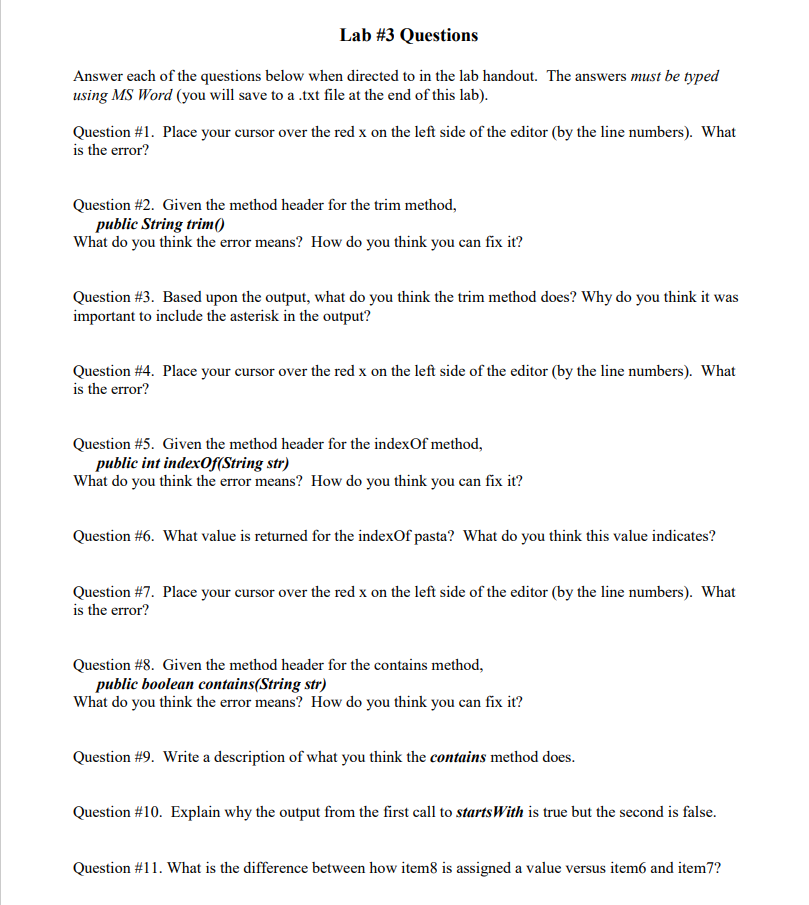 String("pasta"); String item3 = new String("Pasta"); String item4 = new String("milk"); String