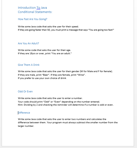  Introduction To Java Conditional Statements: How Fast Are You Going? Write