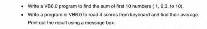 In VB6.0 Please I will give Upvoet Write a VB6.0 program to