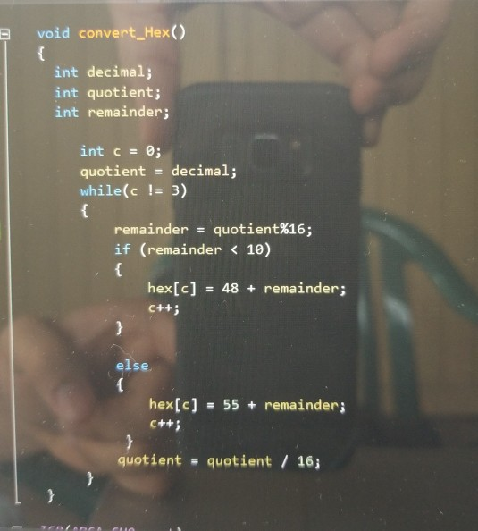 I'm converting to hexadecimal. am I doing something wrong ? void