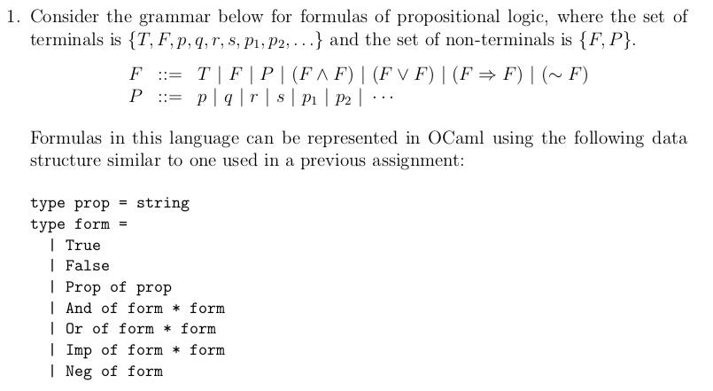 OCAML The code for B to complete: let form1 = Imp (And