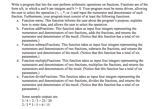 in C++ Write a program that lets the user perform arithmetic operations