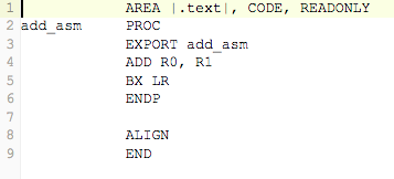 to say hello arm world and then Assembler: 2+3=5 the code complies