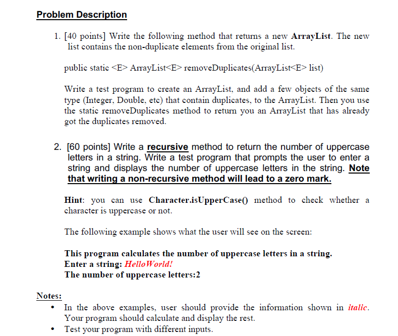  Problem Description 1. [40 points] Write the following method that returns