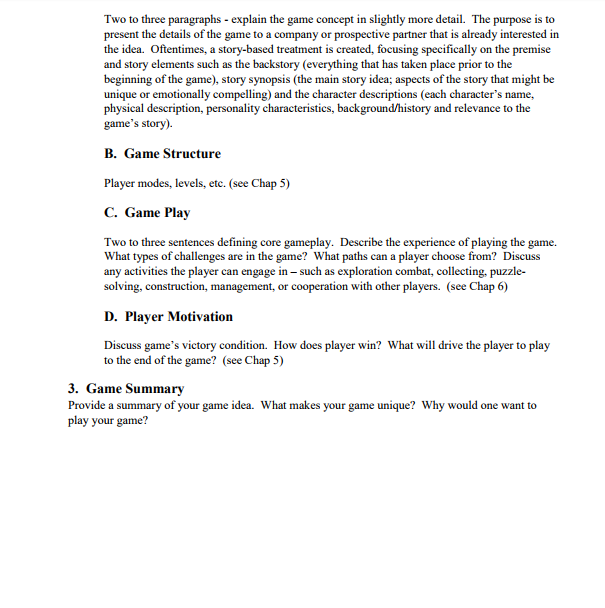 "Game Concept Document" attached. When you write your game concept document, please