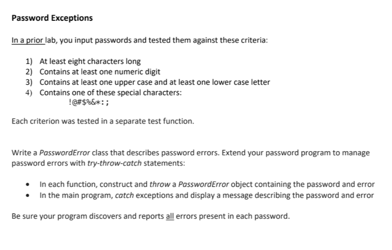 It is C++ assignment, the assignment is the picture. just add exception