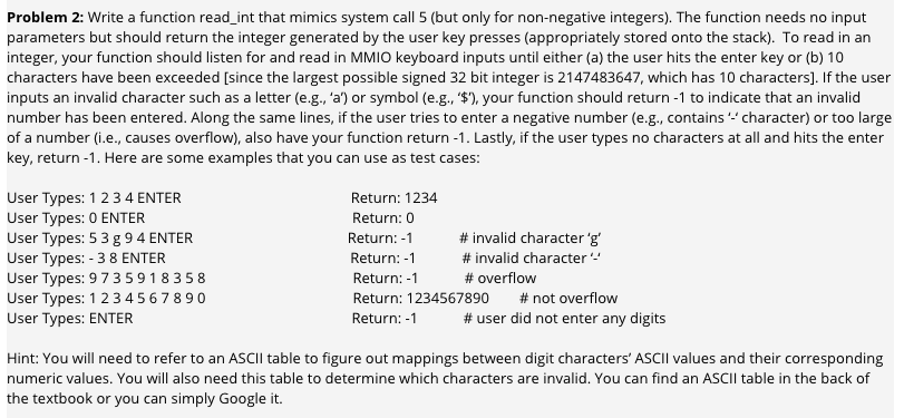  This program must be written in mips assembly language! Problem 2: