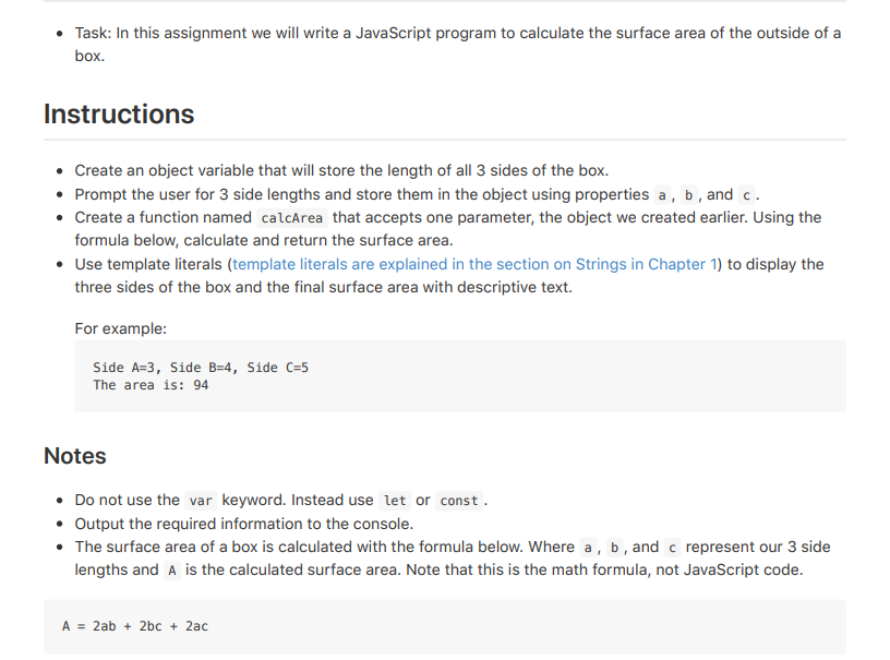 Use simple javascript while following the notes provided in the image. Will