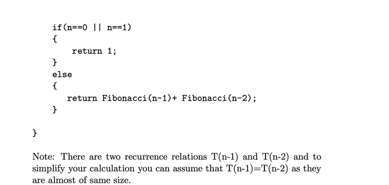 sequence. Write a recurrence relation for this code and solve it using