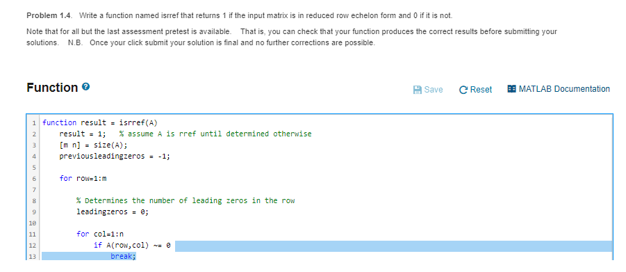  please help Problem 1.4. Write a function named istref that returns
