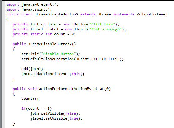 help i am trying to Modify my JFrameDisableButton2 program so that the