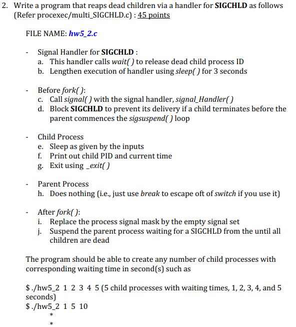 using ubuntu/linux 2. Write a program that reaps dead children via a