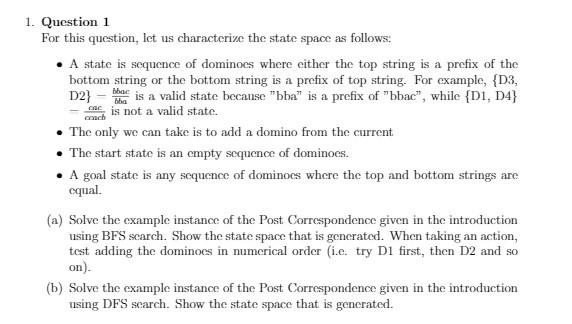  1. Question 1 For this question, let us characterize the state
