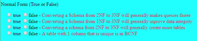  Normal Form (True or False) true false - Converting a Schema