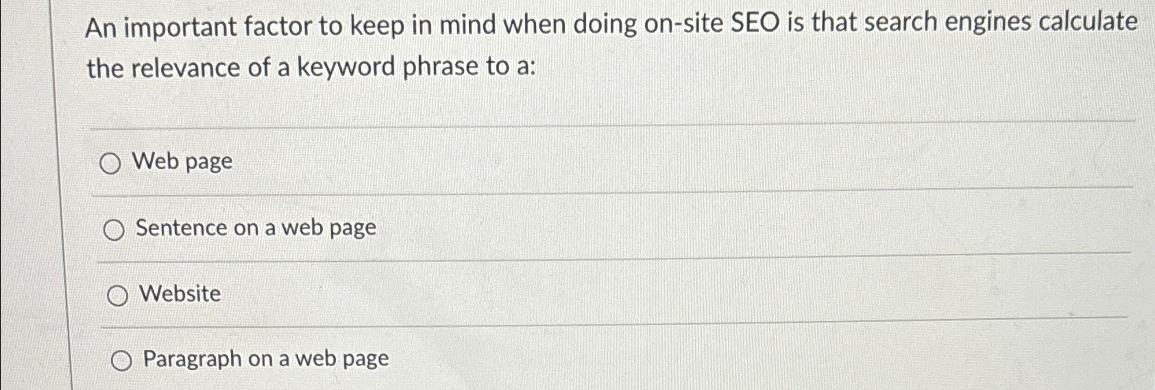  An important factor to keep in mind when doing on-site SEO