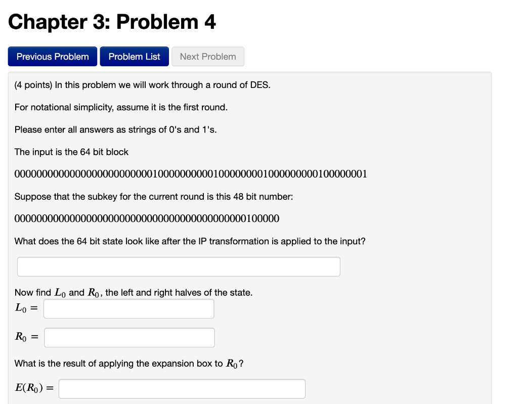  (4 points) In this problem we will work through a round
