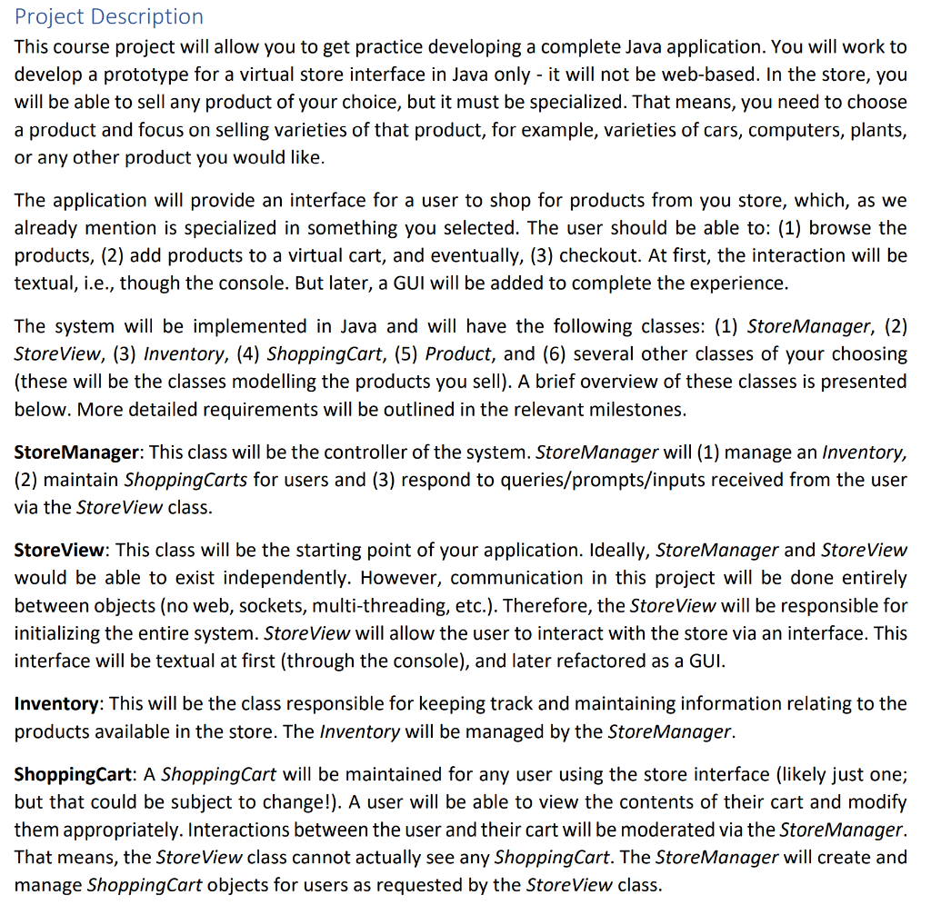 Please help Creating : E-Commerce Application in Java Project Description This course