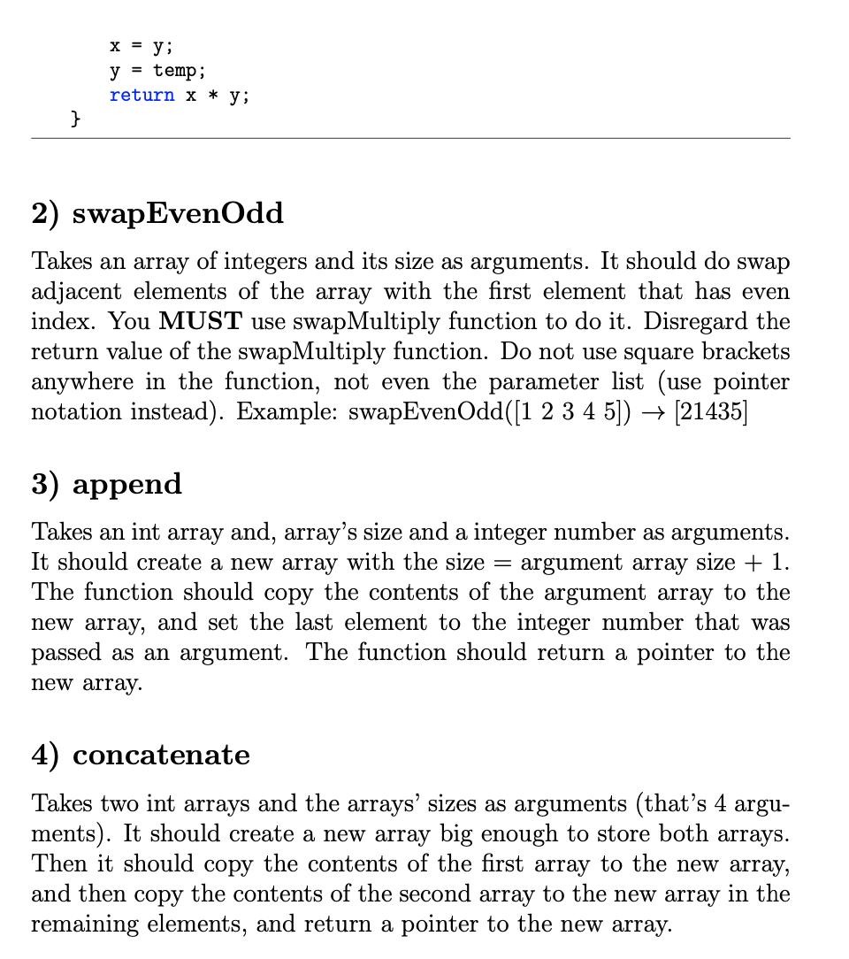 Write a C++ program that will implement and test the five functions