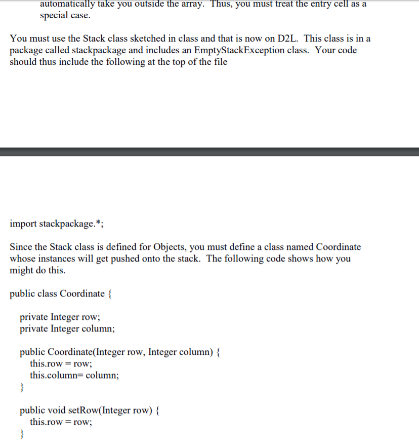to use both EmptyStackException and GoodStack, thats why I put it up