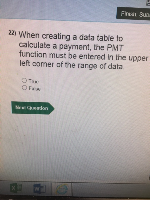  Finish: Sub 22) When creating a data table to calculate a