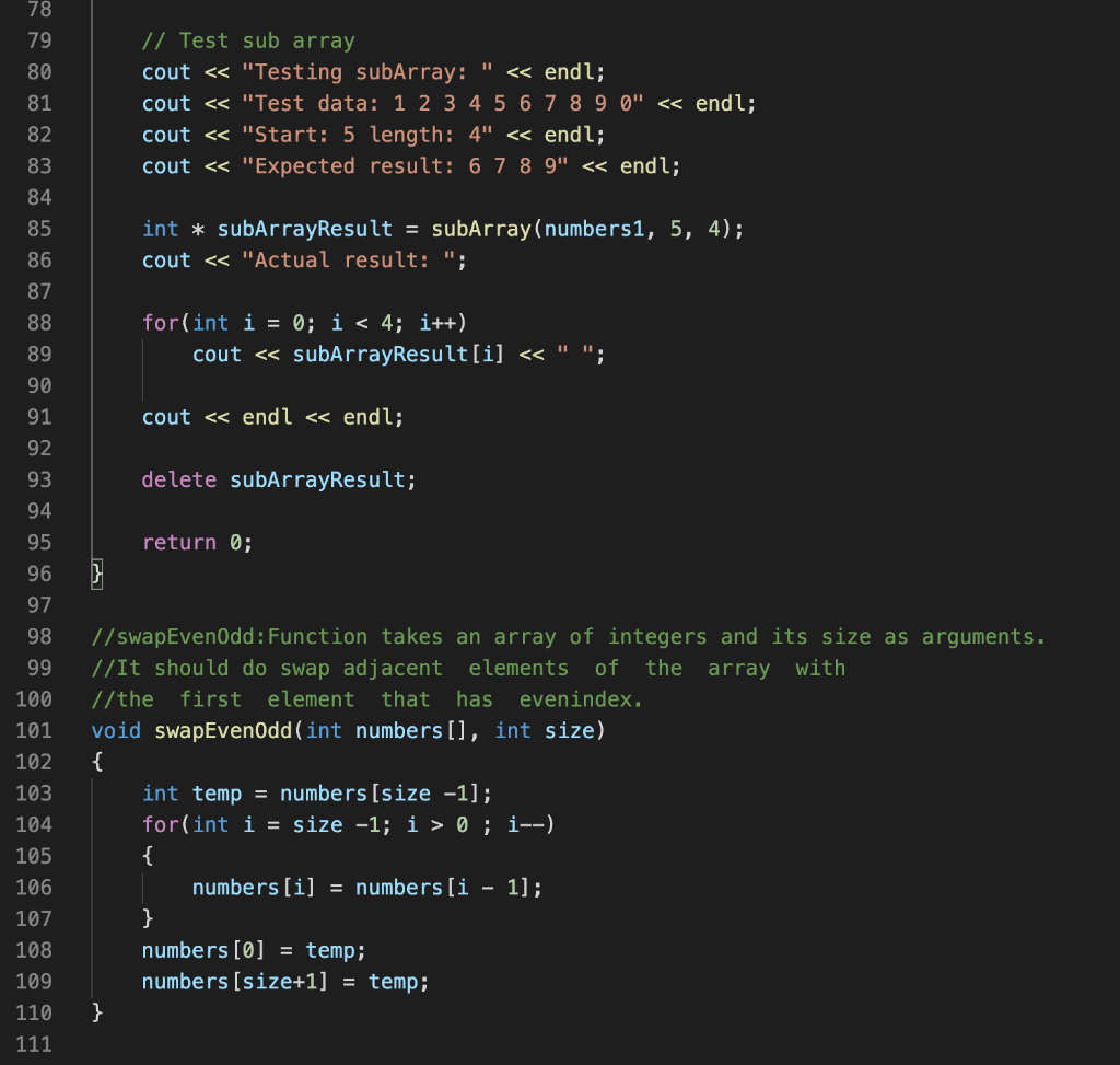main program, demonstrate that it changes the values of the variables passed