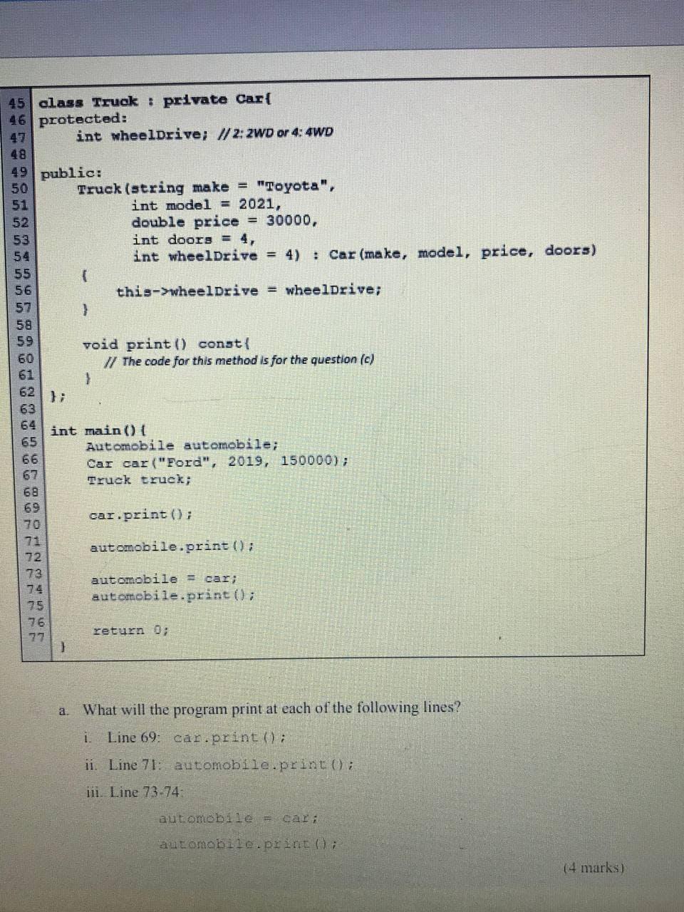 classes, Automobile, Car and Truck, respectively. An object is created from each