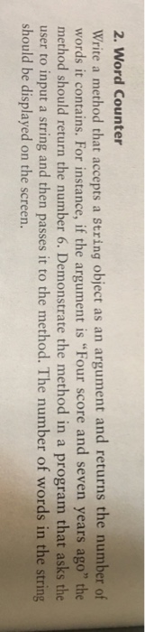  Please send me working Java program only 2. Word Counter Write