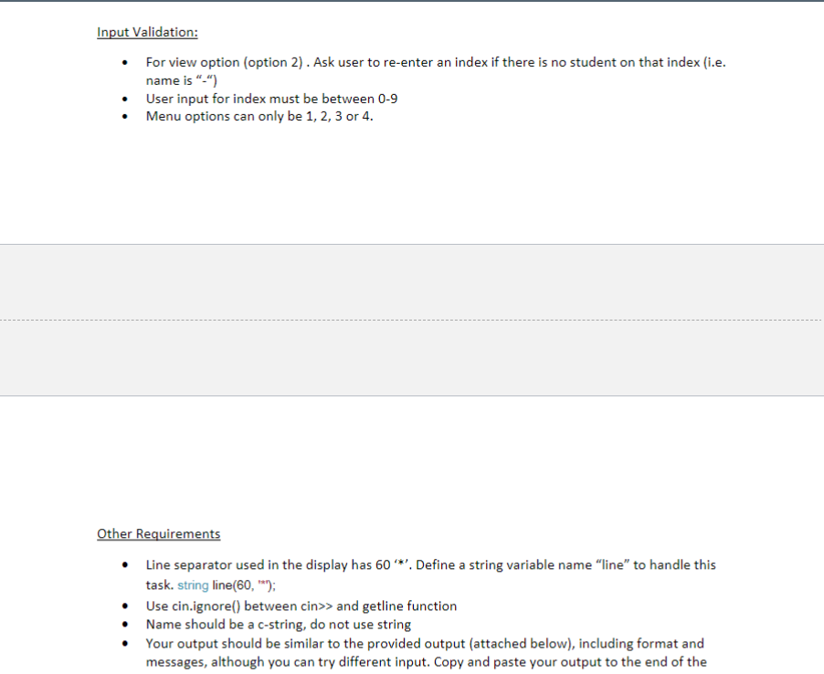 class. The program should use a structure (name it Students) to store