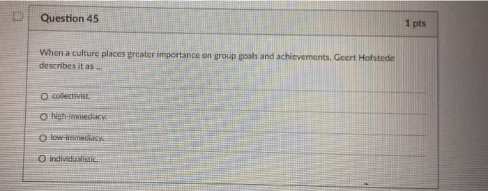 Intro to Interpersonal Communication- Answer all please Question 45 1 pts When