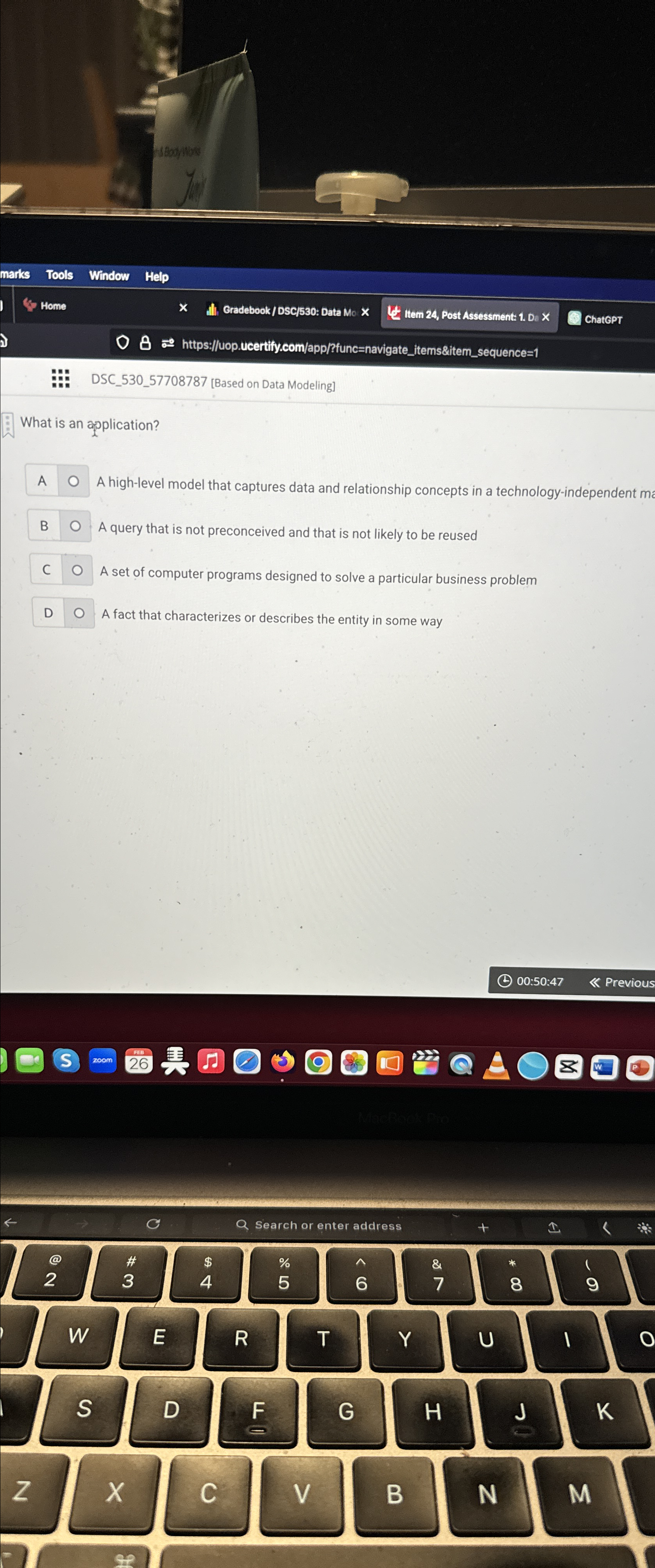  What is an application? A high-level model that captures data and