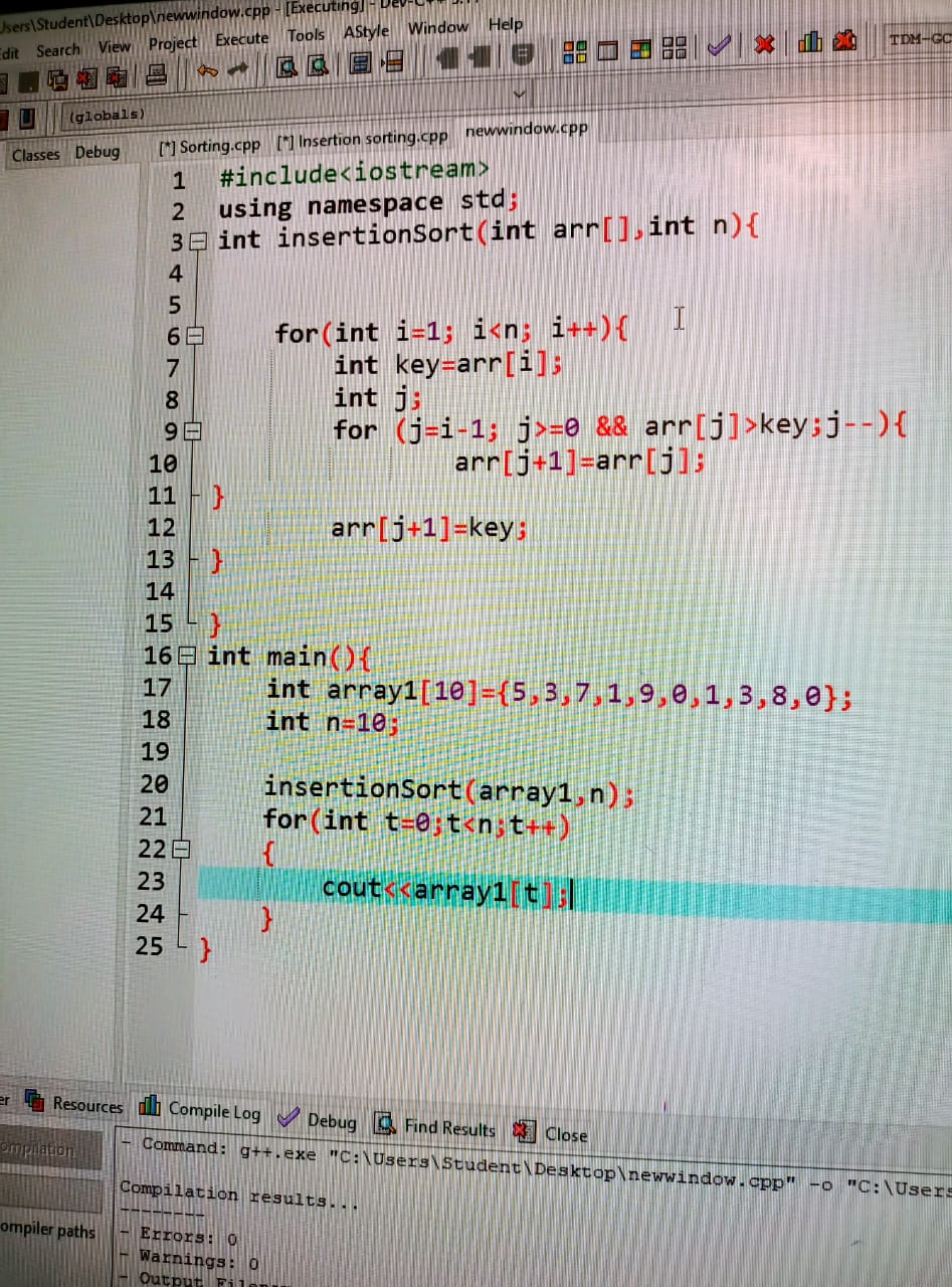  make a flowchart of insertion sort code provide in picture which