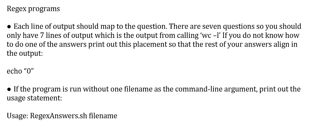 this project require me to use "grep" command to find out these