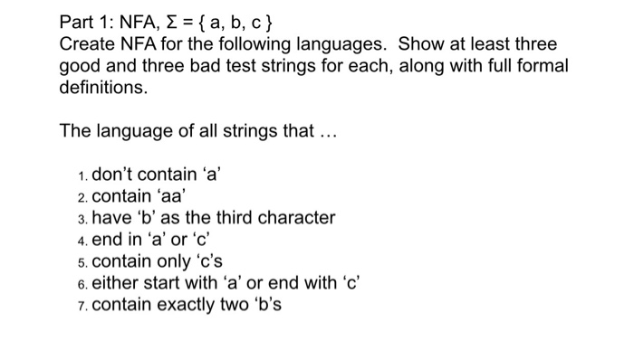  Draw a NFA language Part 1: NFA, sigma = {a, b,