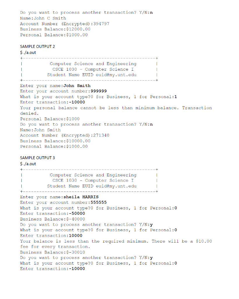 to get transactions from a user and process the transactions for debiting