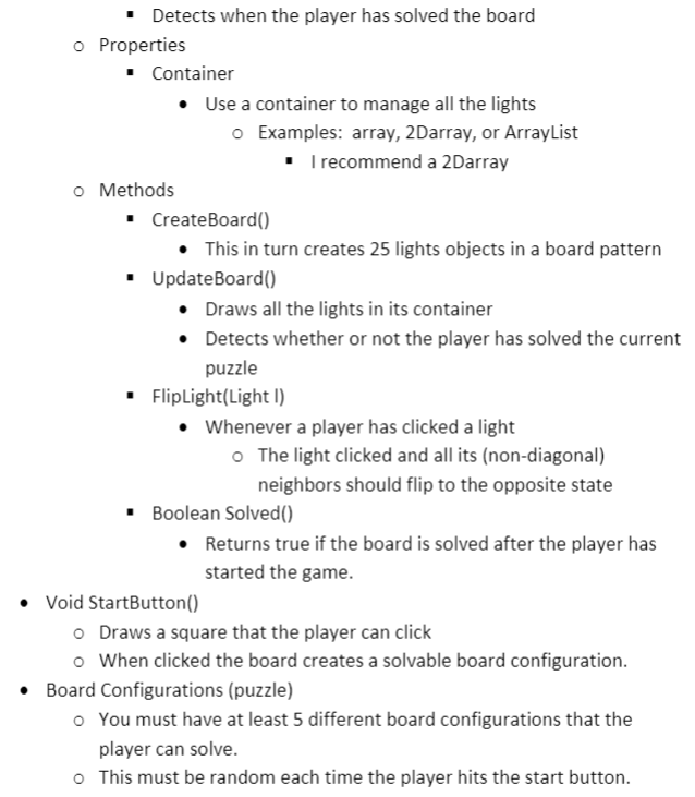 below): http://www.neok12.com/games/lights-out/lights-out.htm Link 2 (for below): https://www.jaapsch.net/puzzles/lights.htm Description: You will implementing the