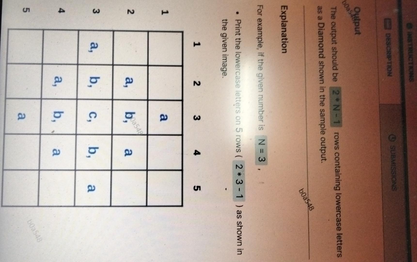 of 2 rows using lowercase letters. aa,b,aa,b,c,b,aa,b,c,d,c,b,aa,b,c,b,aa,b,aa There is a comma (,