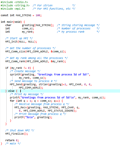 implementation is. To do this, have all processes except process 0 send