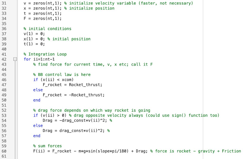 integration of EOM % % rocket car rolls up hill 10 degree
